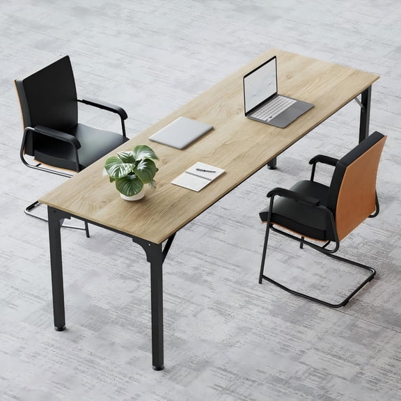 Haooyeah 78.7" Extra Long Desk, 6.5ft Office Table with Flexible Layout, Large Computer Workstation, Adjustable Foot Pads, Stable Frame, Natural