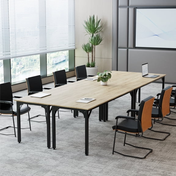 Haooyeah 78.7" Extra Long Desk, 6.5ft Office Table with Flexible Layout, Large Computer Workstation, Adjustable Foot Pads, Stable Frame, Natural