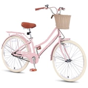 WARAYZ Girls Bike 24 Adjustable Dual Brakes Rear Rack Basket Durable Frame Pink