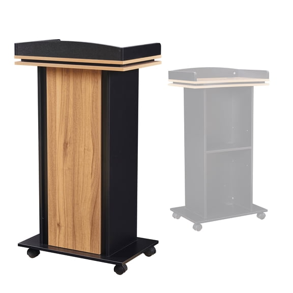 Haooyeah Mobile Podium with Wheels, Adjustable Shelf, Cable Hole, Large Desktop Lectern