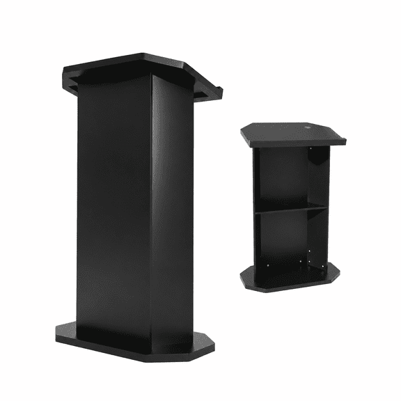 Haooyeah Lectern with Storage Shelf and Cable Management Hole, Stable Classroom Conference Podium, Black