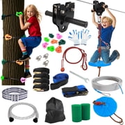 Haosegd 120FT Zip Line Kit for Kids Adults Up to 400 LBS Trolley,Quick Tighten Zipline Kits for Outdoor Backyard