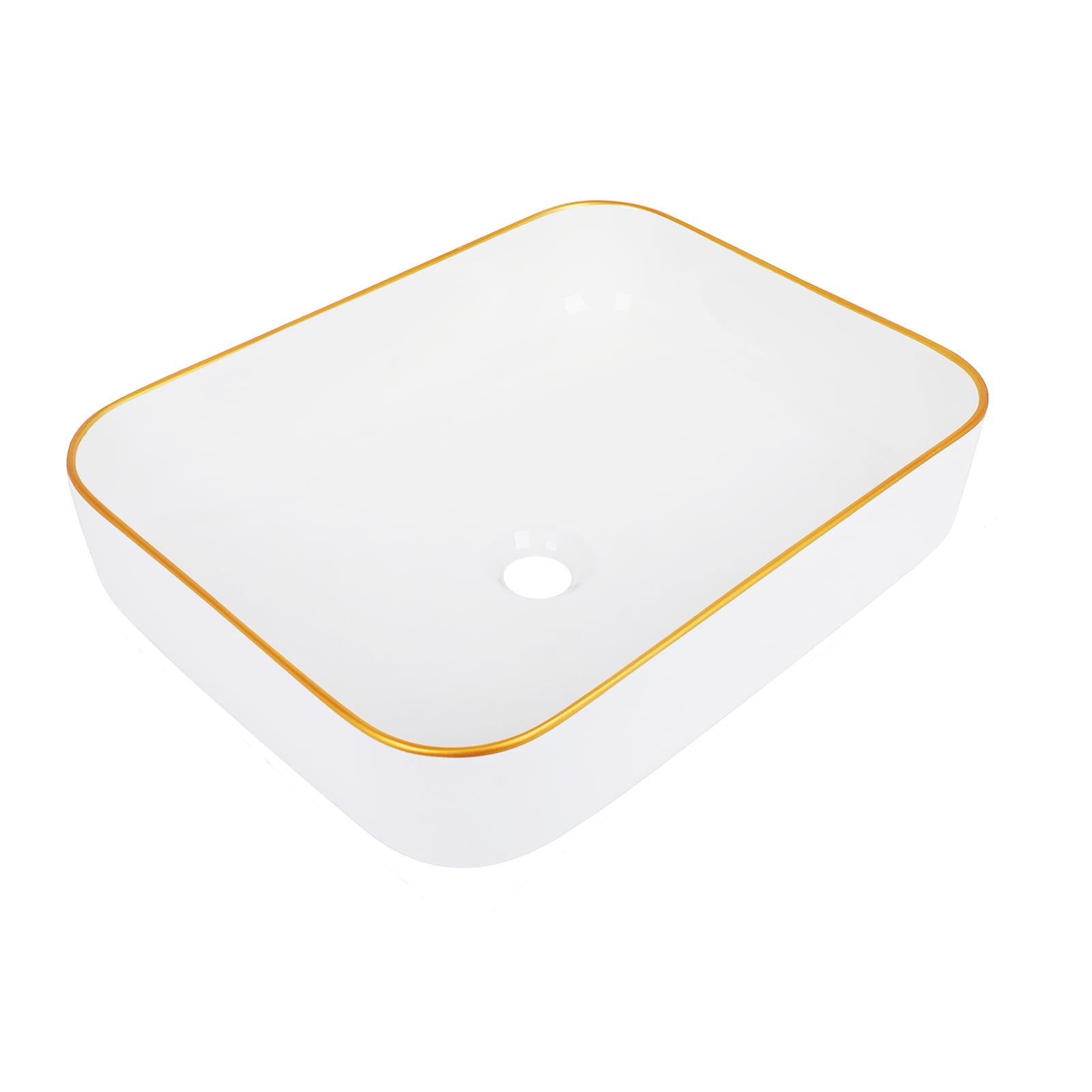 Haosegd 20x16 Inch Gold Rim Bathroom Vessel Sink Rectangular Above ...