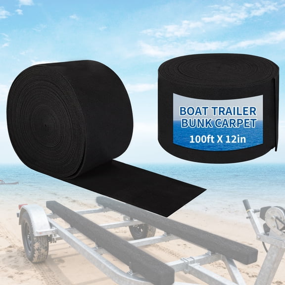 Haosegd 21oz Boat Trailer Bunk Carpet: 100ft x 12in Marine Trailer Bunk Carpets, Boat Trailer Padding for Runners,Jet Ski,Black,3/16 Inch