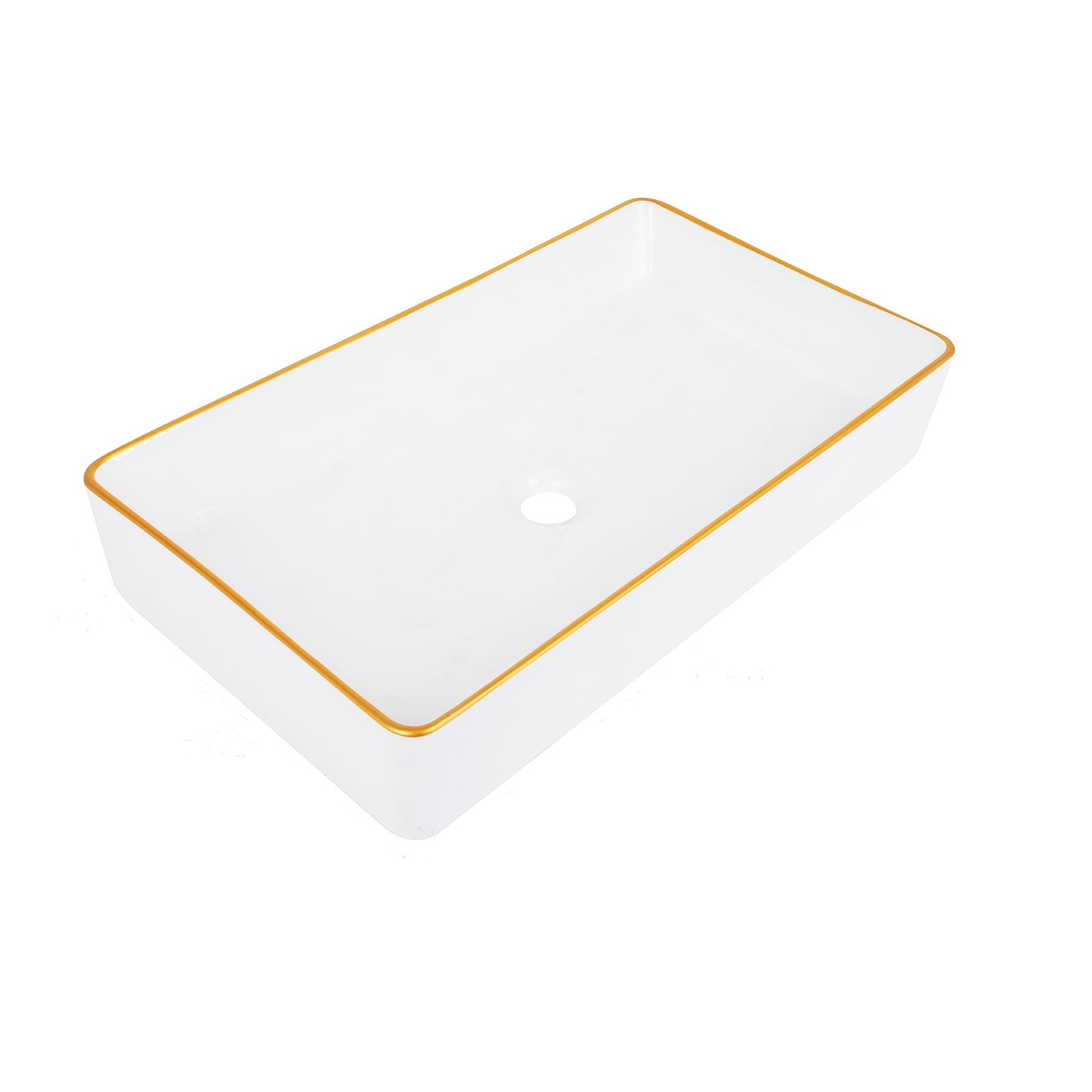Haosegd 24x14 Inch Gold Rim Bathroom Vessel Sink Rectangular Above ...