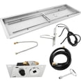 thumbnail image 1 of Haosegd 48 * 14 inch Rectangular Fire Pit Pan Kit, for Indoor or Outdoor Large Built-in Fire Table. Stainless Steel Drop-in Fire Pit Pan with H-Shaped Burner, Spark Ignition Kit 185000BUT, 1 of 4