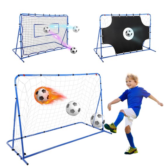 Haosegd 6x4FT 3 Mode Soccer Goal & Rebounder Net & Target Net,5 Targets for Precise Training,Quick-Switch Angle Soccer Training
