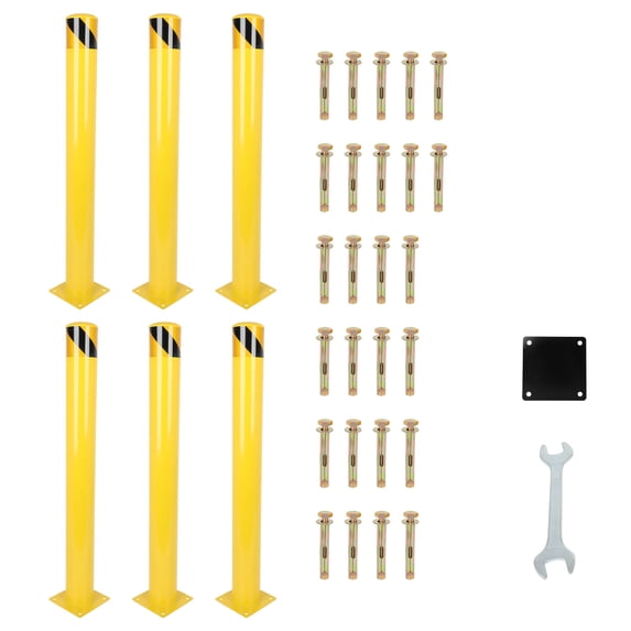 Haosegd Bollard Post, 42"x4.5" Safety Bollard, Traffic Safety Protection Post, Parking Post, 6 Packs