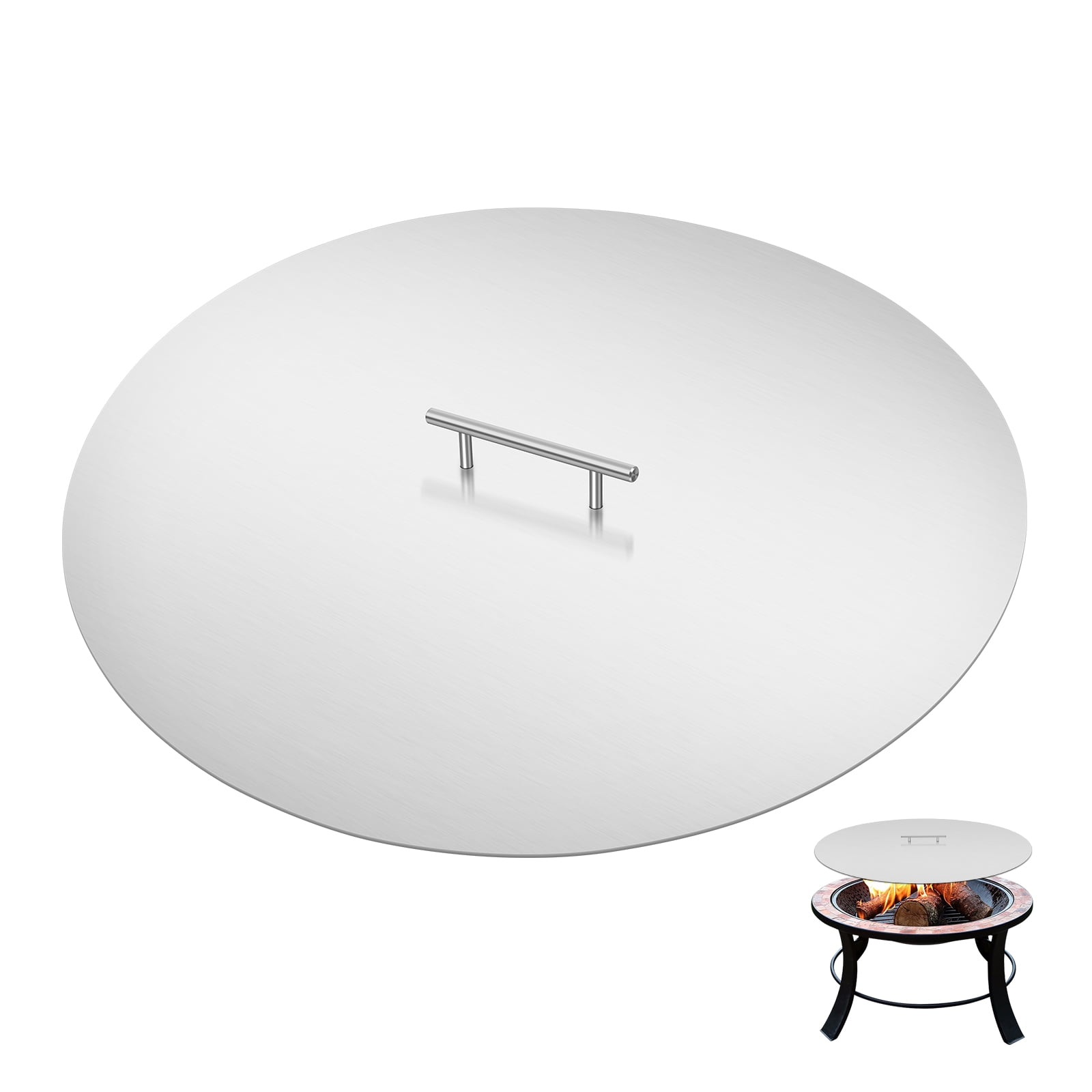 Haosegd Fit 25" Round Fire Pit Burner, 28" Round fire Pit lid,Stainless Steel Fire Pit Cover with Handle, High Tmperature Tesistant, for Round Fire Pits or Burner Pan…