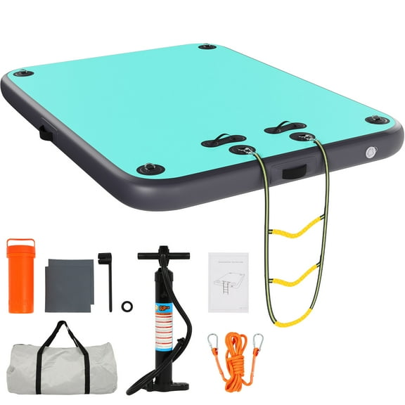 Haosegd Inflatable Floating Dock Platform,8x6FT Air Dock Floating Raft with Non-Slip Surface,6 in Thick Water Island for Pool Lake Beach Ocean