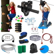 Haosegd Zip Lines for Kids and Adults Outdoor Up to 400 lb - Quick Tighten Backyard Zipline Kit 180ft