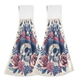 thumbnail image 1 of Haosy 2 Pack Kitchen Wash Cloths with Hanging Loops Absorbent Absorbent Quick Drying Hand Towels, American Style Skull and Rose, 1 of 7
