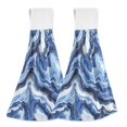 thumbnail image 1 of Haosy 2 Pack Kitchen Wash Cloths with Hanging Loops Absorbent Absorbent Quick Drying Hand Towels, Blue Black White Marble, 1 of 7