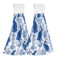thumbnail image 1 of Haosy 2 Pack Kitchen Wash Cloths with Hanging Loops Absorbent Absorbent Quick Drying Hand Towels, Blue Flower Easter Bunny Silhouette, 1 of 7