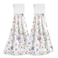 thumbnail image 1 of Haosy 2 Pack Kitchen Wash Cloths with Hanging Loops Absorbent Absorbent Quick Drying Hand Towels, Butterflies and Flowers, 1 of 7