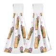 thumbnail image 1 of Haosy 2 Pack Kitchen Wash Cloths with Hanging Loops Absorbent Absorbent Quick Drying Hand Towels, Capybara Tulip Love Heart, 1 of 7