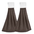 thumbnail image 1 of Haosy 2 Pack Kitchen Wash Cloths with Hanging Loops Absorbent Absorbent Quick Drying Hand Towels, Coffee Brown, 1 of 7