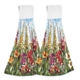 thumbnail image 1 of Haosy 2 Pack Kitchen Wash Cloths with Hanging Loops Absorbent Absorbent Quick Drying Hand Towels, Colored Glass Flowers, 1 of 7