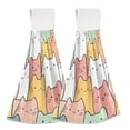 thumbnail image 1 of Haosy 2 Pack Kitchen Wash Cloths with Hanging Loops Absorbent Absorbent Quick Drying Hand Towels, Cute Pastel Cats, 1 of 7