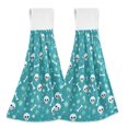 thumbnail image 1 of Haosy 2 Pack Kitchen Wash Cloths with Hanging Loops Absorbent Absorbent Quick Drying Hand Towels, Cute Skull Bone Flower, 1 of 7