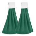 thumbnail image 1 of Haosy 2 Pack Kitchen Wash Cloths with Hanging Loops Absorbent Absorbent Quick Drying Hand Towels, Dark Green, 1 of 7