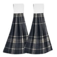 thumbnail image 1 of Haosy 2 Pack Kitchen Wash Cloths with Hanging Loops Absorbent Absorbent Quick Drying Hand Towels, Dark Navy Blue Plaid, 1 of 7
