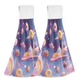 thumbnail image 1 of Haosy 2 Pack Kitchen Wash Cloths with Hanging Loops Absorbent Absorbent Quick Drying Hand Towels, Dessert Planet Spaceship, 1 of 7