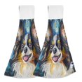 thumbnail image 1 of Haosy 2 Pack Kitchen Wash Cloths with Hanging Loops Absorbent Absorbent Quick Drying Hand Towels, Dog and Starry Sky, 1 of 7