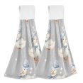 thumbnail image 1 of Haosy 2 Pack Kitchen Wash Cloths with Hanging Loops Absorbent Absorbent Quick Drying Hand Towels, Ducks with Hat and Stars, 1 of 7