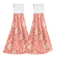 thumbnail image 1 of Haosy 2 Pack Kitchen Wash Cloths with Hanging Loops Absorbent Absorbent Quick Drying Hand Towels, Elegant Coral Flower Plant, 1 of 7