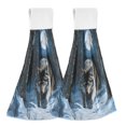 thumbnail image 1 of Haosy 2 Pack Kitchen Wash Cloths with Hanging Loops Absorbent Absorbent Quick Drying Hand Towels, Forest Wolf Moon, 1 of 7