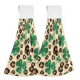 thumbnail image 1 of Haosy 2 Pack Kitchen Wash Cloths with Hanging Loops Absorbent Absorbent Quick Drying Hand Towels, Four Leaf Clover Leopard, 1 of 7