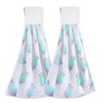 thumbnail image 1 of Haosy 2 Pack Kitchen Wash Cloths with Hanging Loops Absorbent Absorbent Quick Drying Hand Towels, Green Blue Pitaya, 1 of 7