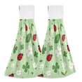 thumbnail image 1 of Haosy 2 Pack Kitchen Wash Cloths with Hanging Loops Absorbent Absorbent Quick Drying Hand Towels, Ladybird Clover Leaf Flower, 1 of 7