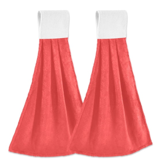 Haosy 2 Pack Kitchen Wash Cloths with Hanging Loops Absorbent Absorbent Quick Drying Hand Towels, Light Red