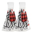 thumbnail image 1 of Haosy 2 Pack Kitchen Wash Cloths with Hanging Loops Absorbent Absorbent Quick Drying Hand Towels, Love Checkered Heart, 1 of 7