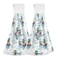 thumbnail image 1 of Haosy 2 Pack Kitchen Wash Cloths with Hanging Loops Absorbent Absorbent Quick Drying Hand Towels, Mallard Ducks on Water, 1 of 7