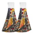 thumbnail image 1 of Haosy 2 Pack Kitchen Wash Cloths with Hanging Loops Absorbent Absorbent Quick Drying Hand Towels, Parrot with American Flag, 1 of 7