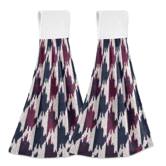 Haosy 2 Pack Kitchen Wash Cloths with Hanging Loops Absorbent Absorbent Quick Drying Hand Towels, Pied De Poule Pattern