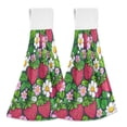 thumbnail image 1 of Haosy 2 Pack Kitchen Wash Cloths with Hanging Loops Absorbent Absorbent Quick Drying Hand Towels, Pink White Leaves and Strawberries, 1 of 7