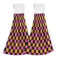 thumbnail image 1 of Haosy 2 Pack Kitchen Wash Cloths with Hanging Loops Absorbent Absorbent Quick Drying Hand Towels, Pink and Orange Checkered, 1 of 7