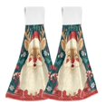 thumbnail image 1 of Haosy 2 Pack Kitchen Wash Cloths with Hanging Loops Absorbent Absorbent Quick Drying Hand Towels, Reindeer Dressed As Santa Claus, 1 of 7