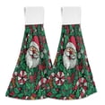 thumbnail image 1 of Haosy 2 Pack Kitchen Wash Cloths with Hanging Loops Absorbent Absorbent Quick Drying Hand Towels, Santa Claus Candy Canes Holly Leaves, 1 of 7