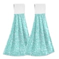 thumbnail image 1 of Haosy 2 Pack Kitchen Wash Cloths with Hanging Loops Absorbent Absorbent Quick Drying Hand Towels, Turquoise Bubbles, 1 of 7