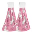 thumbnail image 1 of Haosy 2 Pack Kitchen Wash Cloths with Hanging Loops Absorbent Absorbent Quick Drying Hand Towels, White Dogs on Pink Grass, 1 of 7