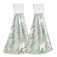 thumbnail image 1 of Haosy 2 Pack Kitchen Wash Cloths with Hanging Loops Absorbent Absorbent Quick Drying Hand Towels, White Horses and Flower, 1 of 7