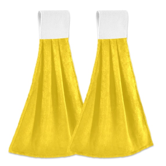 Haosy 2 Pack Kitchen Wash Cloths with Hanging Loops Absorbent Absorbent Quick Drying Hand Towels, Yellow