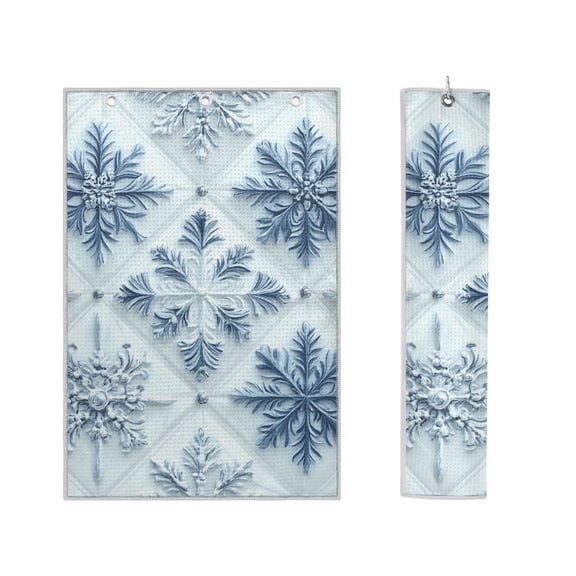 Haosy 2 Pack Magnetic Golf Towel Absorbent Microfiber Waffle Pattern Carabiner Clip Golf Towel 16" x 24", 3d Blue White Snowflakes
