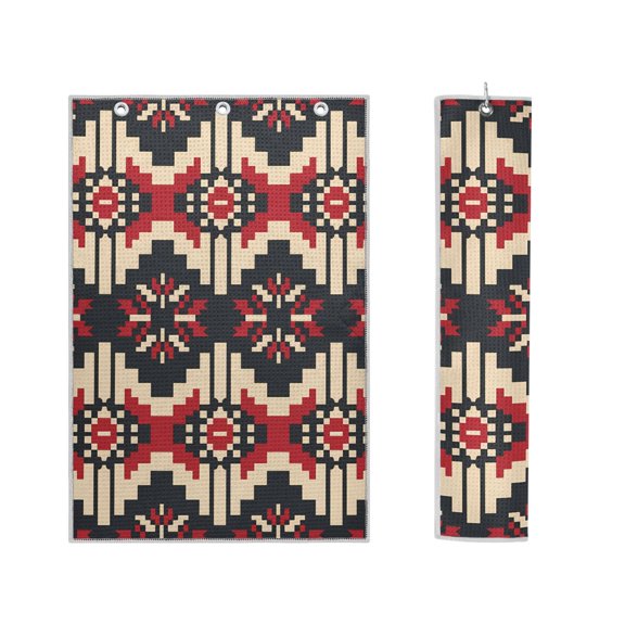 Haosy 2 Pack Magnetic Golf Towel Absorbent Microfiber Waffle Pattern Carabiner Clip Golf Towel 16" x 24", Geometric Pixel Print