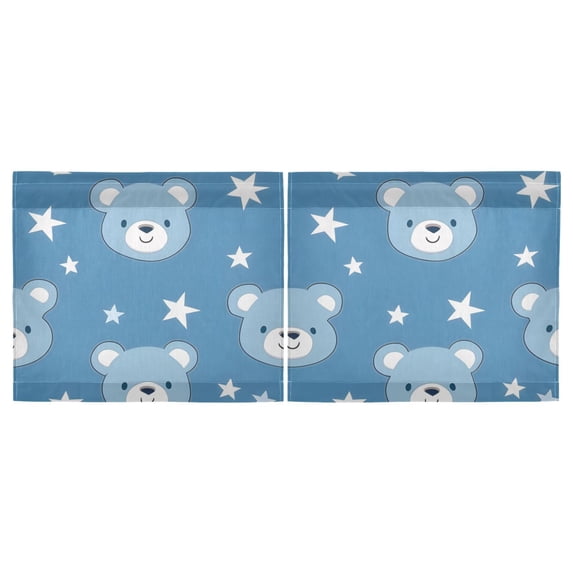 Haosy 2 Panels Rod Pocket Tier Curtains 27 x 24 Light Filtering Privacy Patchwork Semi Sheer for Kitchen Bathroom, Baby Bear Face and Star